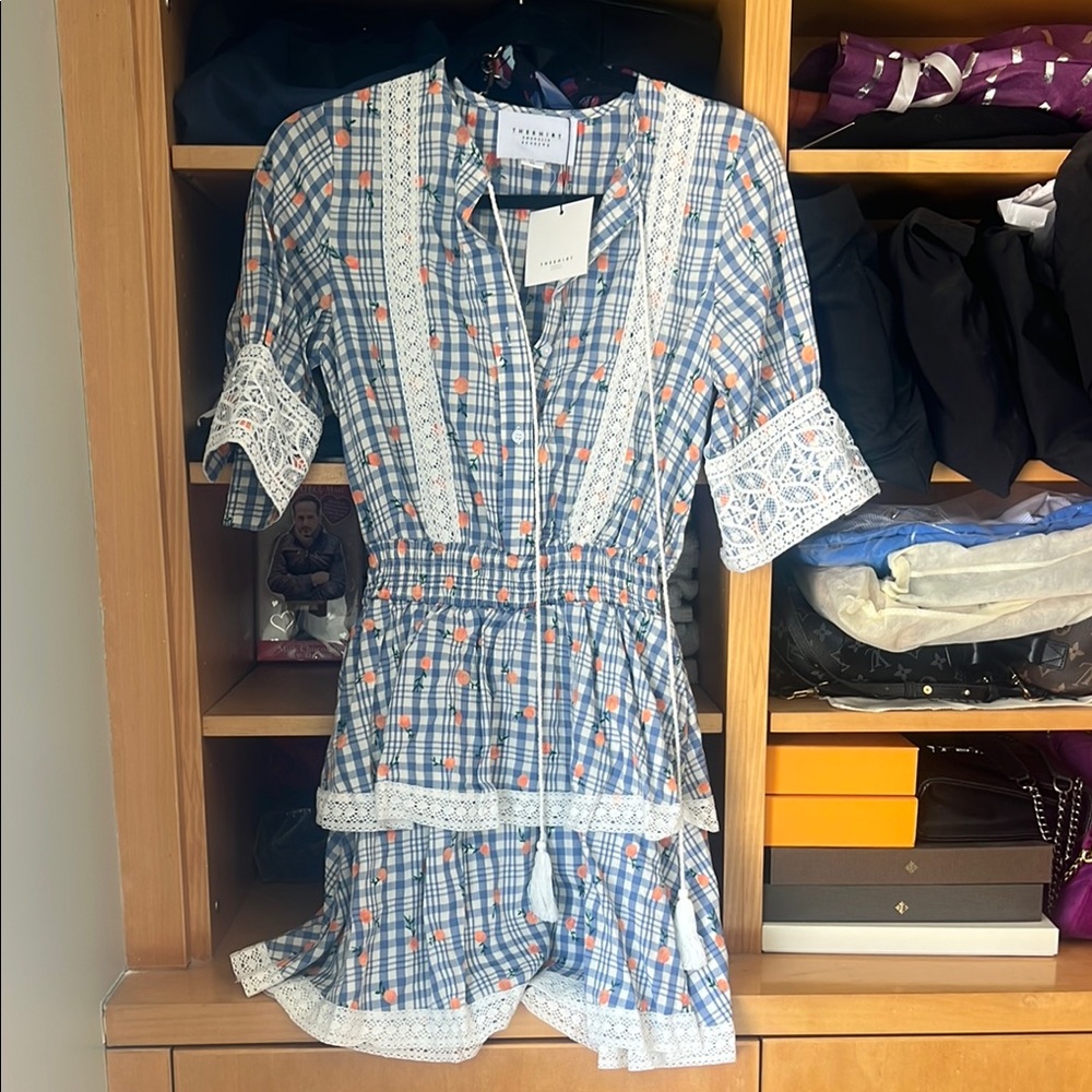 Rochelle Bergen’s Blue plaid ruffle dress